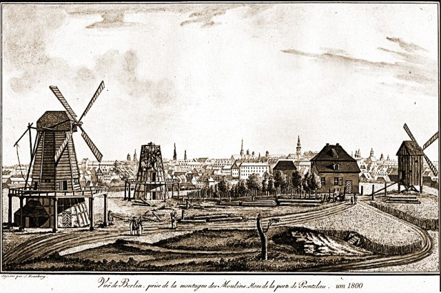Berlin Windmühlenberg um 1800 (am heutigen Wasserturm Prenzlauer Berg) 